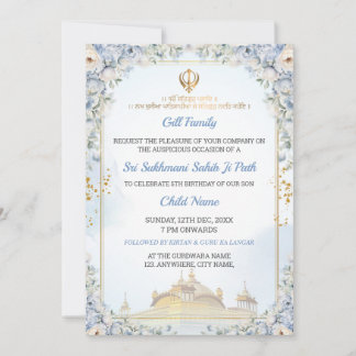 Elegante Sukhmani Sahib Ji Path Geburtstagseinladu Einladung