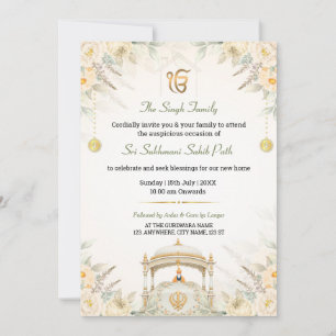 Elegante Sukhmani Sahib Path Einweihungsfeier-Einl Einladung