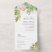 Elegante Sukkulente Rose Garden Boho Wedding All In One Einladung (Innen Boden)