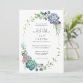 Elegante, sukkulente Wraath Wedding Einladung (Stehend Vorderseite)