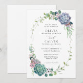 Elegante, sukkulente Wraath Wedding Einladung (Vorne/Hinten)