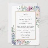 Elegante Sukkulenten Blush Blumengrün Hochzeit Einladung (Vorderseite)
