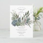 Elegante Sukkulenten Einladung zur Blumenhochzeit (Stehend Vorderseite)