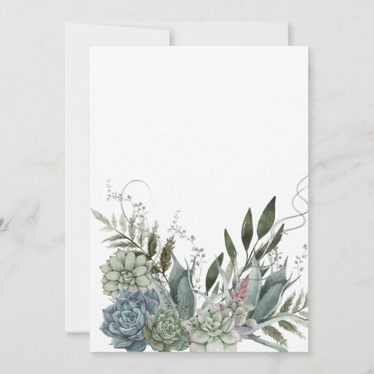 Elegante Sukkulenten Einladung zur Blumenhochzeit (Rückseite)