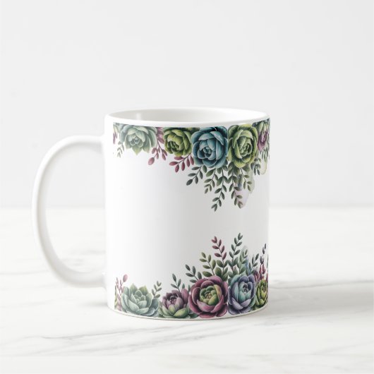 Elegante Sukkulenten-Kunst Kaffeetasse (Links)