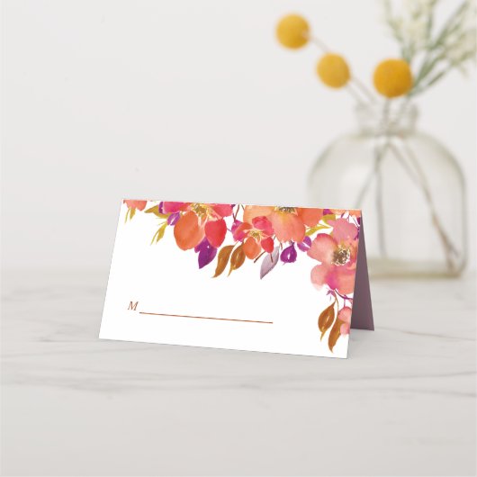 Elegante Summer Bouquet Moderne Hochzeit Platzkarte (Vorderseite)