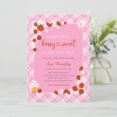 Elegante Summer Daisy Berry Sweet Baby Shower Einladung (Stehend Vorderseite)