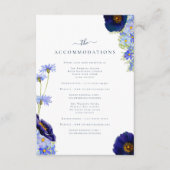 Elegante Summer Floral Blue Hochzeitsunterkünfte Begleitkarte (Vorderseite)