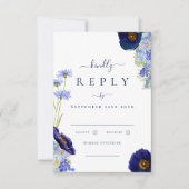 Elegante Summer Floral Blue Wedding Antwort (Vorderseite)