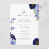 Elegante Summer Floral Blue Wedding Details Begleitkarte (Vorderseite)