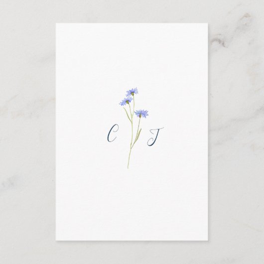 Elegante Summer Floral Blue Wedding Details Begleitkarte (Rückseite)