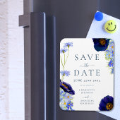 Elegante Summer Floral Blue Wedding Magnet