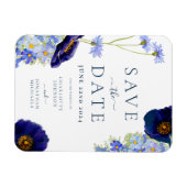 Elegante Summer Floral Blue Wedding Magnet (Horizontal)