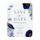 Elegante Summer Floral Blue Wedding Magnet (Vertikal)