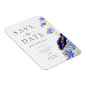Elegante Summer Floral Blue Wedding Magnet (Rechte Seite)