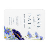 Elegante Summer Floral Blue Wedding Magnet (Horizontal)