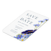 Elegante Summer Floral Blue Wedding Magnet (Linke Seite)