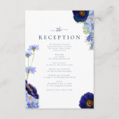 Elegante Summer Floral Blue Wedding Reception Begleitkarte (Vorderseite)