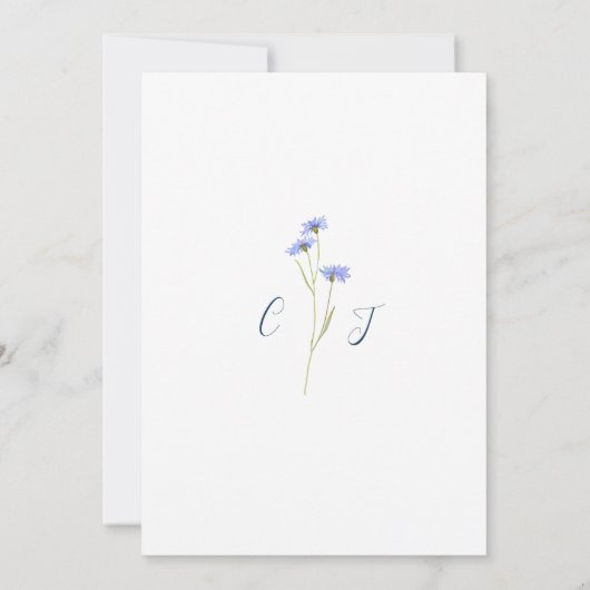 Elegante Summer Floral Blue Wedding rettet das Dat Save The Date (Rückseite)