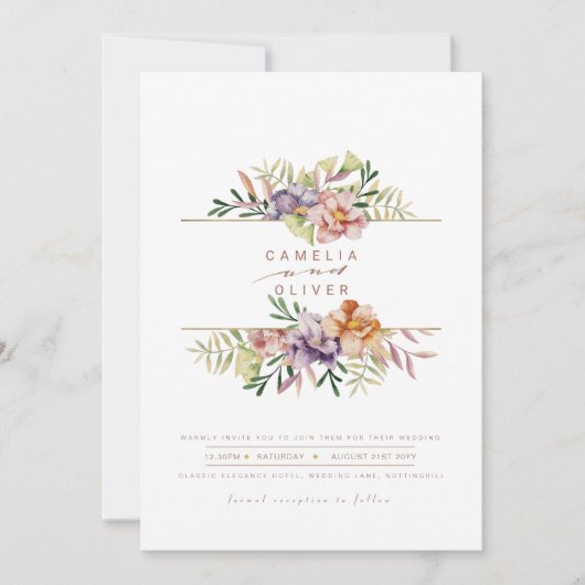 Elegante Summer Floral Wedding Einladung QR Code U (Vorderseite)