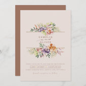 Elegante Summer Floral Wedding Einladung QR Code U (Vorne/Hinten)