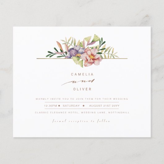 Elegante Summer Floral Wedding Einladung QR Code U Flyer (Vorne)