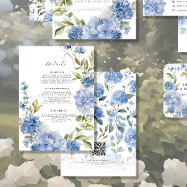 Elegante Summer Floral Wildblume Blau Weißes Detai Begleitkarte