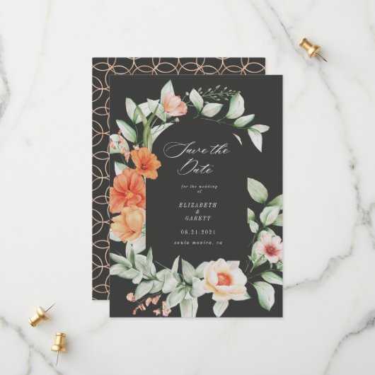 Elegante Summer Garden Floral Save the Date Card (Vorderseite/Rückseite Beispiel)