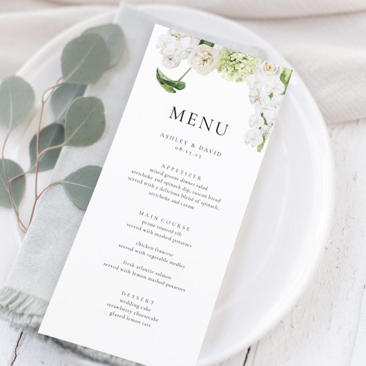 Elegante Summer Greenerity Wedding Menu Cards Menükarte