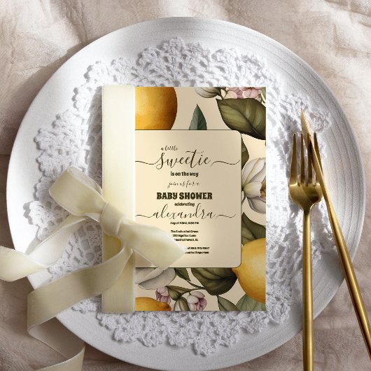 Elegante Summer Lemon Limon Citrus Baby Dusche Einladung