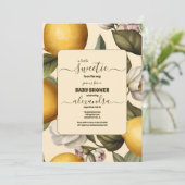 Elegante Summer Lemon Limon Citrus Baby Dusche Einladung (Stehend Vorderseite)
