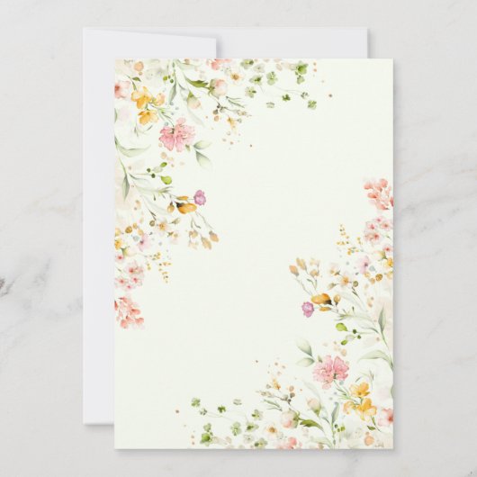 Elegante Summer Meadow Wildblumen Boho Wedding Einladung (Rückseite)