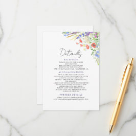 Elegante Summer Meadow Wildblumen Hochzeit Begleitkarte