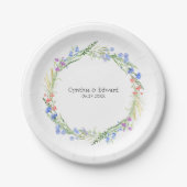 Elegante Summer Meadow Wildblumen Hochzeit Pappteller (Vorderseite)