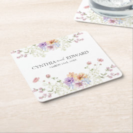 Elegante Summer Meadow Wildblumen Hochzeit Rechteckiger Pappuntersetzer