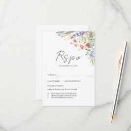 Elegante Summer Meadow Wildblumen Hochzeit RSVP Karte