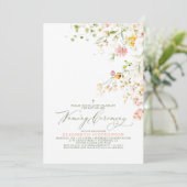 Elegante Summer Meadow Wildblumen - Namensfeier Einladung (Stehend Vorderseite)