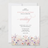 Elegante Summer Pink Lila Wildblumen Boho Einladung (Vorderseite)