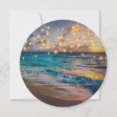 Elegante Summer Sunset Beach String Lights Hochzei Save The Date (Rückseite)