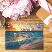 Elegante Summer Sunset Beach Wedding RSVP Card Einladung