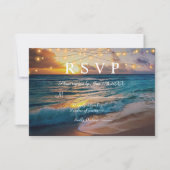 Elegante Summer Sunset Beach Wedding RSVP Card Einladung (Vorderseite)