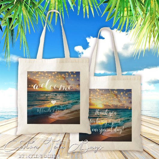 Elegante Summer Sunset Beach Wedding Welcome Bag Tragetasche