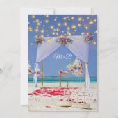 Elegante Summer Sunset String Lights Beach Wedding Einladung (Rückseite)