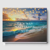 Elegante Summer Sunset Tropical Beach Hochzeit Gästebuch (Vorderseite)