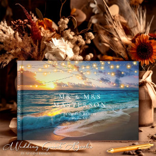 Elegante Summer Sunset Tropical Beach Hochzeit Gästebuch