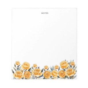 Elegante Summer Watercolor Gelbe Blumen Notizblock