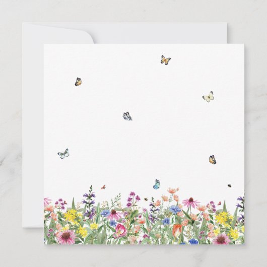 Elegante Summer Wildblume Babydusche Einladung (Rückseite)