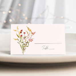 Elegante Summer Wildblume Blush Wedding Platzkarte