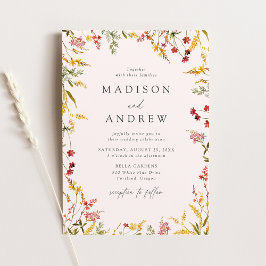 Elegante Summer Wildblume Frame Blush Wedding Einladung