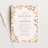 Elegante Summer Wildblume Frame Blush Wedding Einladung